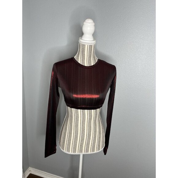Disturbia Crop Top Metallic Red Ladies Size 6 - Picture 3 of 7